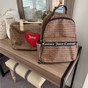 Juicy Couture Brown Backpack with Heart Duffle
